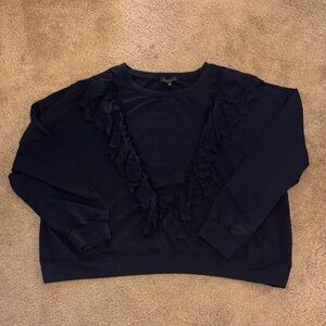 Eloquii Navy Ruffled Detail Sweatshirt